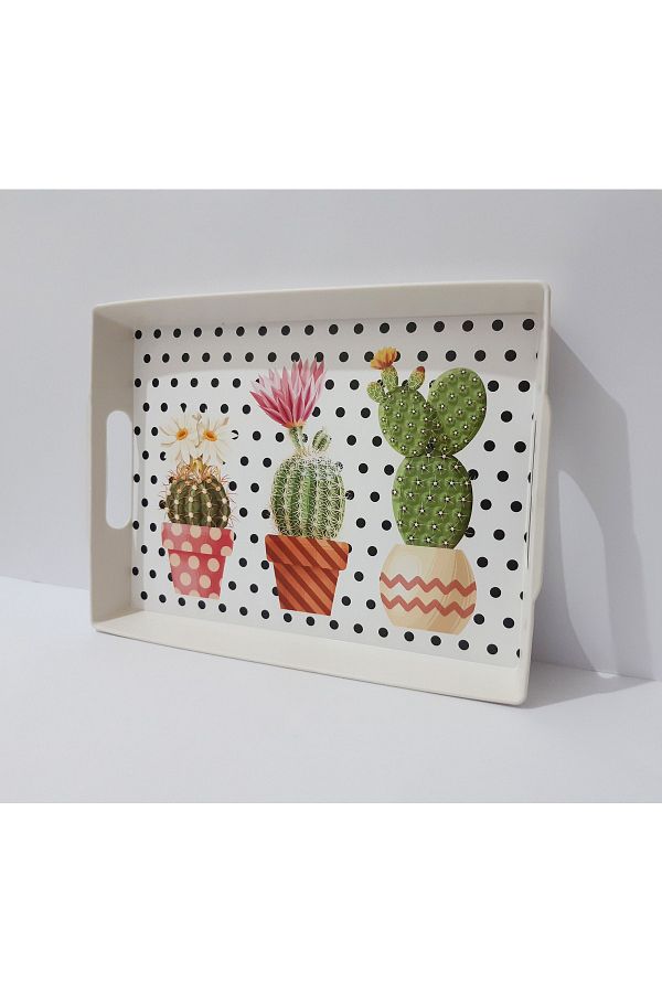 renkli çiçekler-Tea Tray Plastic Patterned Tea Tray 1