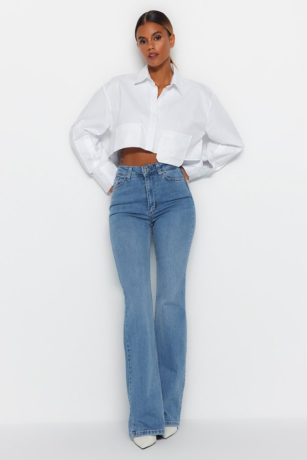 Trendyol Collection Light Blue High Waist Flare Jeans TWOAW24JE00087