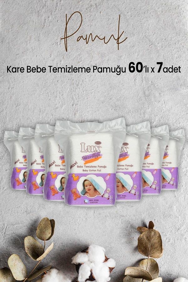 LUX-Square Baby Cleaning Cotton 60 x 7 Pieces 1