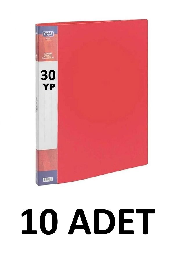 KRAF-10 Pieces of Kraf 30 Sheets Presentation File Red 1