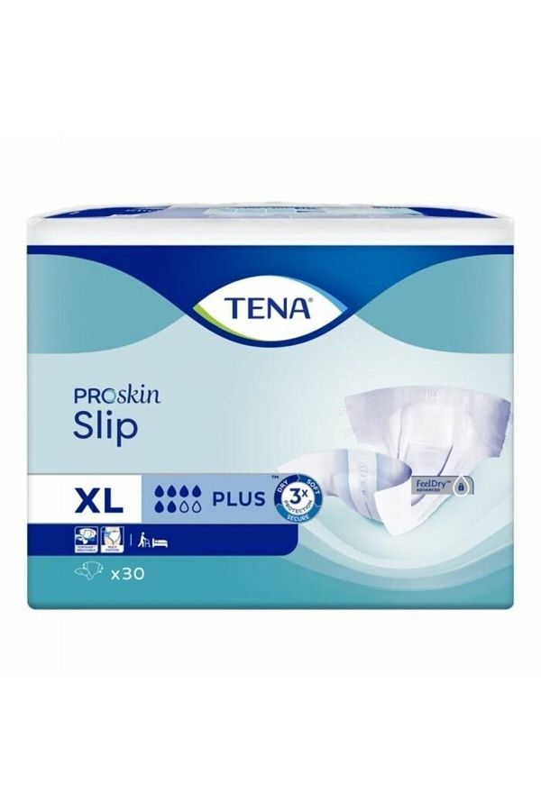 TENA-حفاضات بروسكين سليب بلس اكس لارج 6 قطرات بحزام الخصر 30 قطعة 1