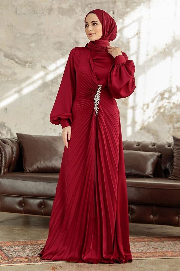 Burgundy hijab dress shop