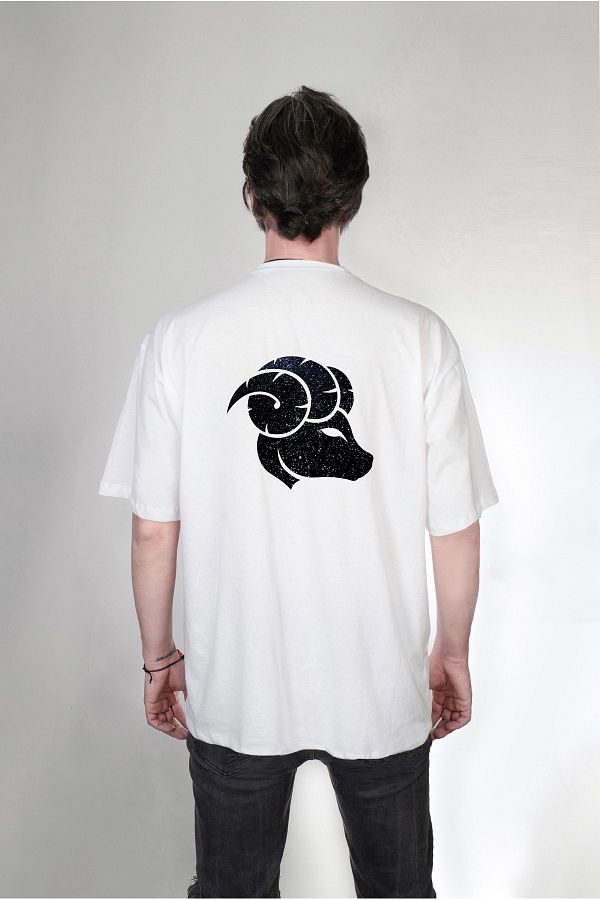 Darkia-Berbec Semn zodiacal Berbec Tricou cu imprimeu dublu supradimensionat cu design special 1