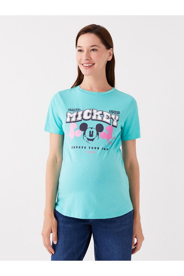 LC Waikiki-Mickey-Mouse-bedrucktes Umstands-T-Shirt mit Rundhalsausschnitt – kurze Ärmel 1