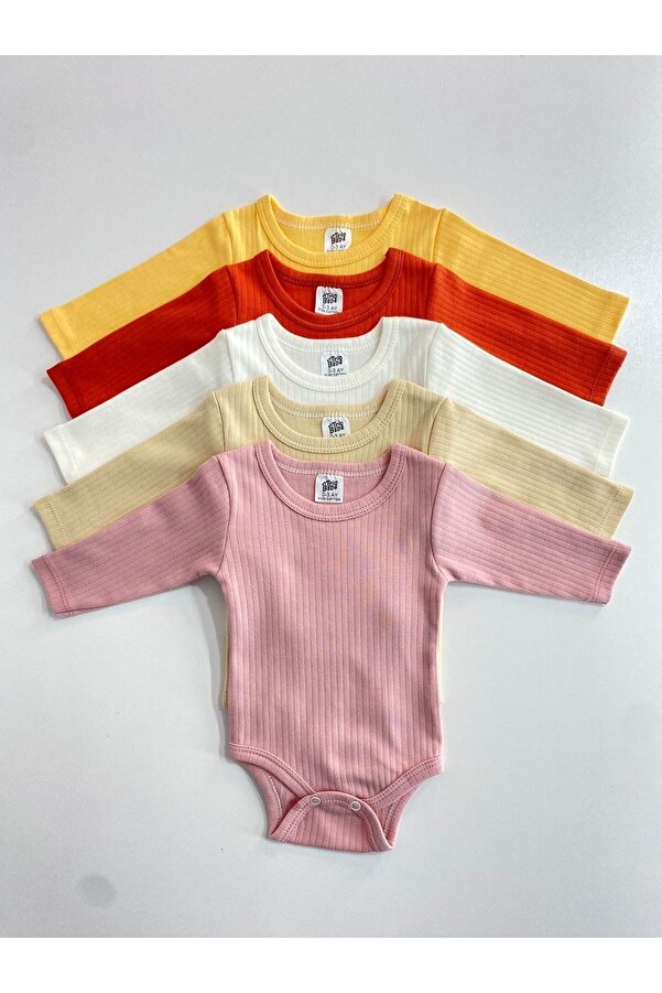 Trio Bebe 5'li %100 Pamuklu Raporlu Uzun Kol Bebek Atlet Zıbın