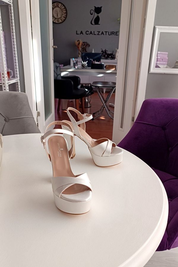 LA CALZATURE Pearl Satin 12cm Thick Heeled Cross Banded Platform Wedding Dress Evening Dress Women s Shoes Trendyol