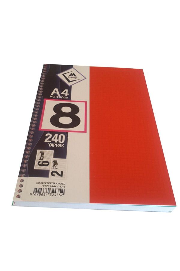 Mahi Max-College Pp Cover 8 Section 6 2 Spiral A4 Large Size 240 Sheets Notebook with Bookmark 1