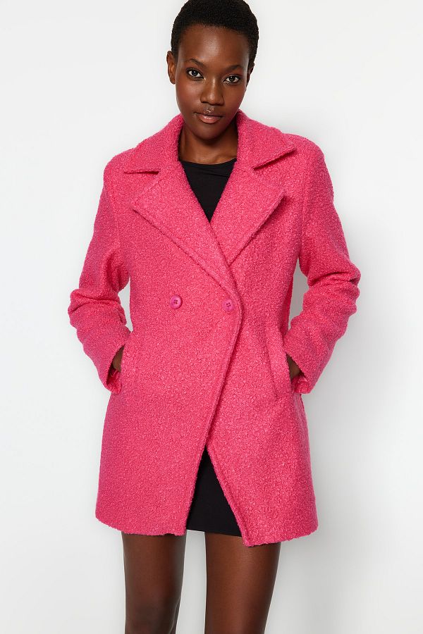 Trendyol Collection Fuchsia Boucle Coat TWOAW24KB00129 Trendyol