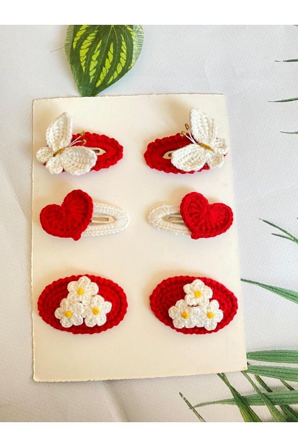 Kadın Girişimciler Atölyesi-Red Handmade Mixed 6-Piece Snap Buckle Set 1