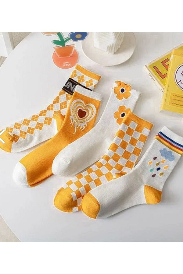 socksbox-5 Pairs Unisex Premium Socks Colorful Patterns 1