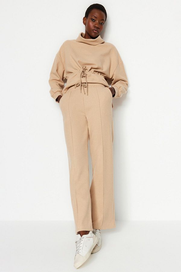 Trendyol Collection Sweatpants Beige Wide leg Trendyol