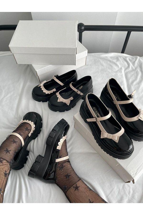 Planet Butik-Bow Oxford Shoes Matte 1