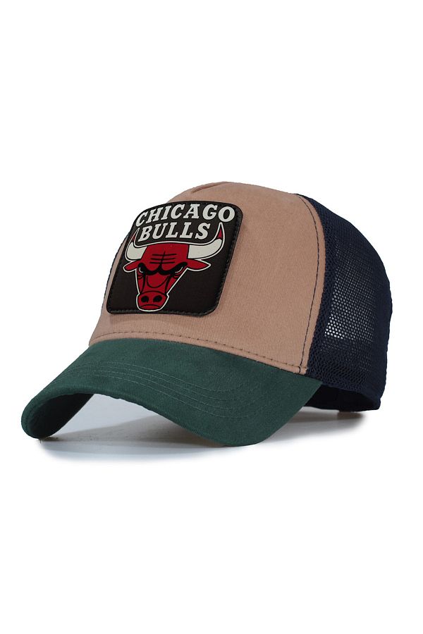 Trucker-Chicago Bulls Model Mesh Hat - Replaceable Leather Patch 1