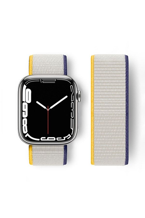 HappyCase Apple Watch 45mm Mesh Velcro Band Yellow White Trendyol