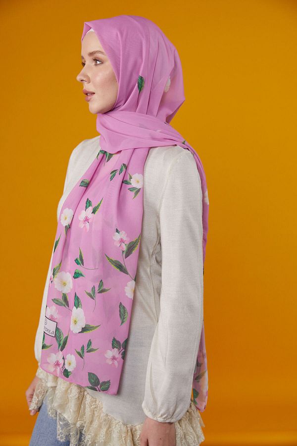 Differenza-Flowers Patterned Shawl - Pink 1