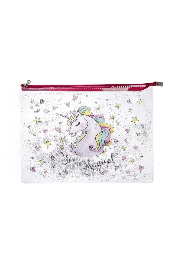 Miniso-Unicorn Patterned Water Zippered Transparent A5 File 1