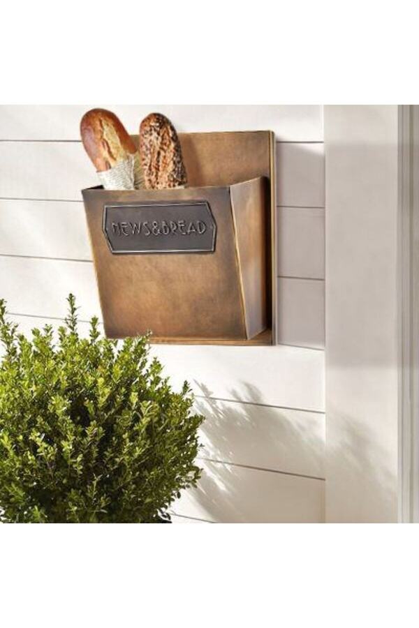 The Mia-Galvanized Metal 37x27x17cm Hanging Bread & Newspaper Holder Gold Glv0526 1