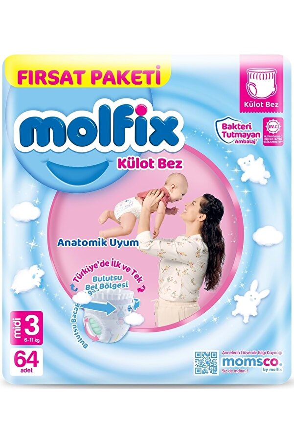 Molfix Külot Bebek Bezi Beden:3 (6-11KG) Midi 64 Adet Fırsat Pk