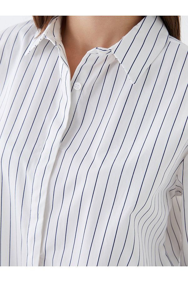 LC Waikiki Poplin Fabric - Striped Long Sleeve Women's Shirt