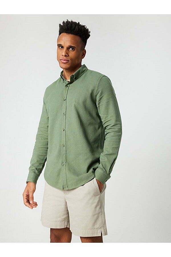 Loft-2027530 قميص رجالي بقصة عادية - - كاكي - M - St06180-khaki-m 1