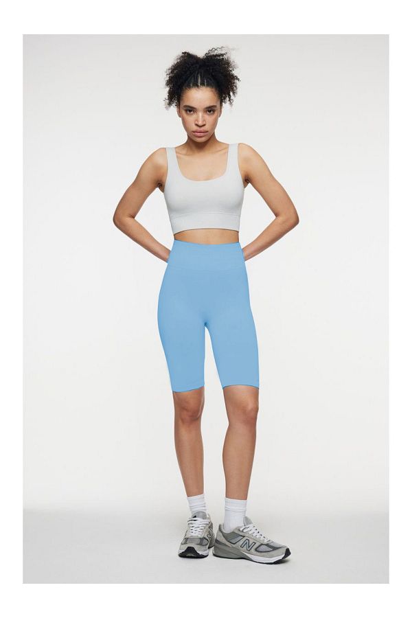 MİSTİRİK-Jerovin Model Recovery Knitted Seamless Push Up Short Shorts Ice Blue Color 1