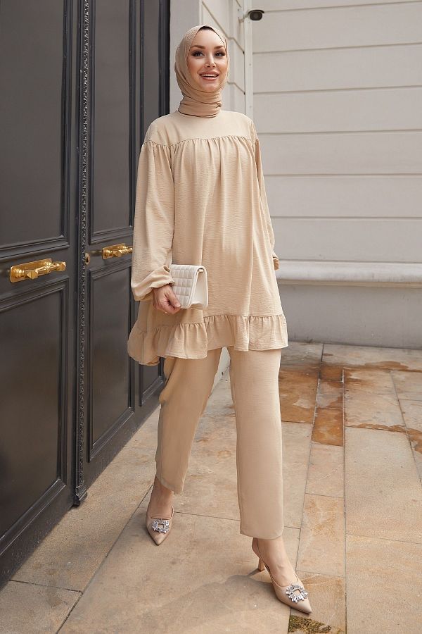 InStyle-Lively Skirt Ruffle Διπλό Σετ - Μπεζ 1
