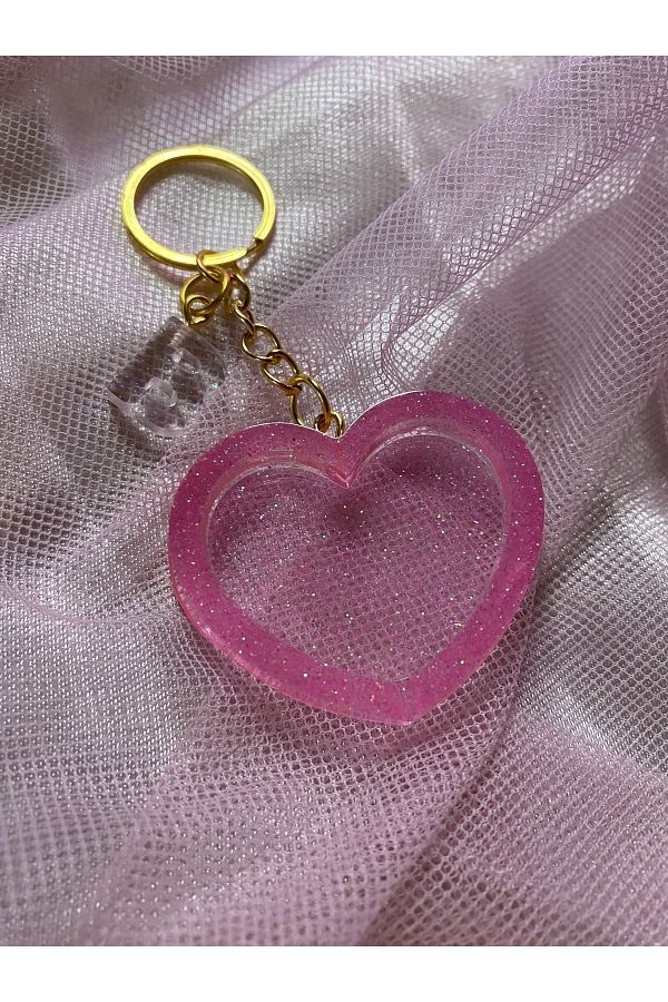 TATLIŞ-model handmade epoxy heart keychain, 1 piece, 1