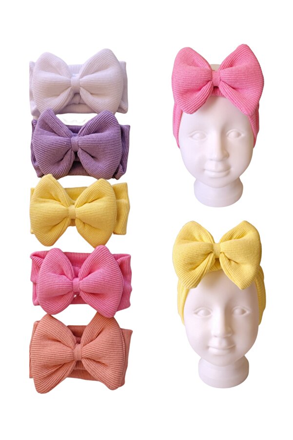 SeherBebeButik Kız Bebek & Çocuk Fiyonklu Bandana Set