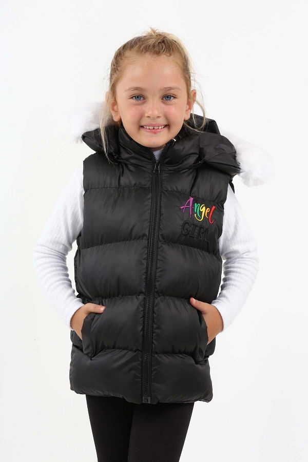 Landed Girl s Puffer Vest with Fur Trendyol