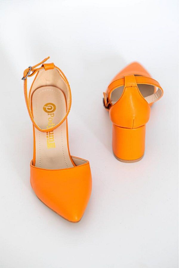 Orange thick heels hotsell