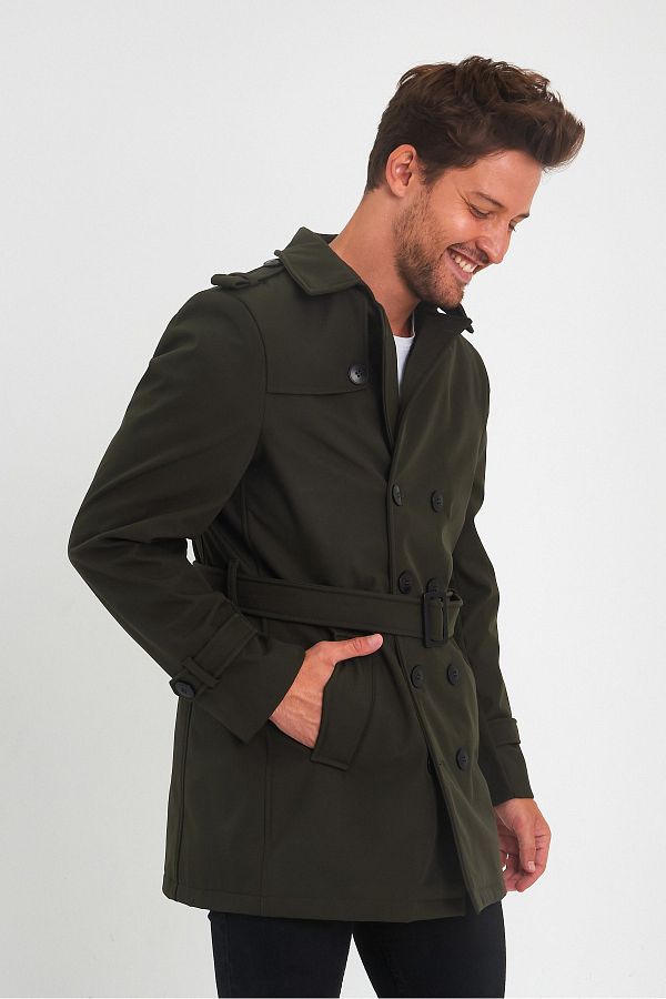 Sporting Men s Green Softshell Waterproof Trench Coat Trendyol