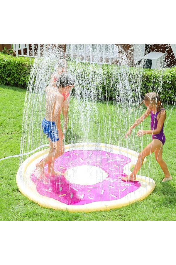 Genel Markalar 3+ Yaş Airmyfun Çocuklar için Fışkiyeli Yuvarlak Oyun Su Matı Havuzu DESENLİ 1 Çok Renkli