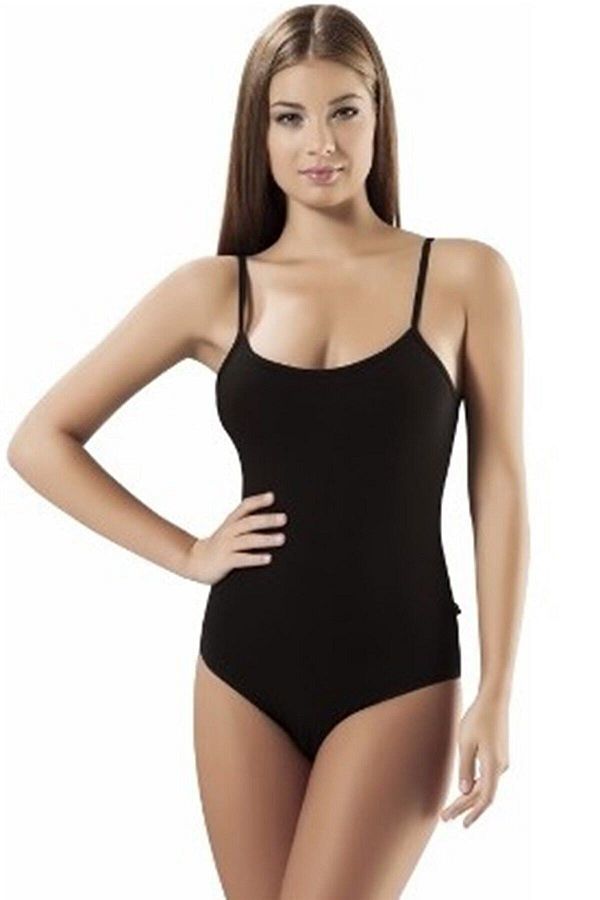 Seher-Women's Black 6-Pack 100% Cotton Black Rope Strap Hook Bodysuit 1