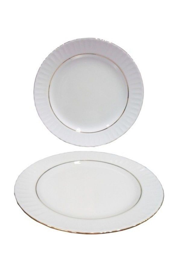 Güral Porselen-Gilded 12 Pieces 25 Cm Flat Plates 1