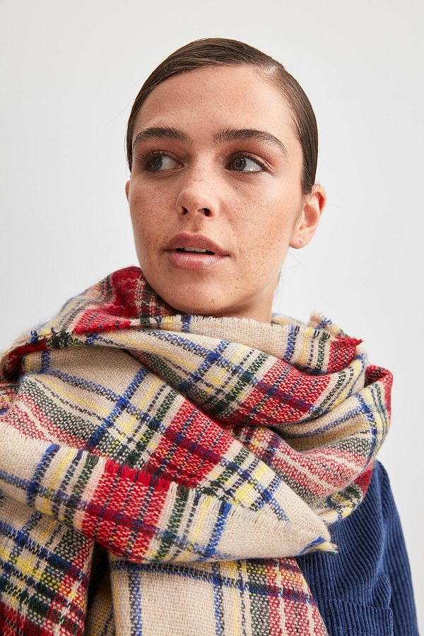 Trendyol Collection-Mehrfarbiger karierter, weich strukturierter Damenschal TWOAW20AT0056 1