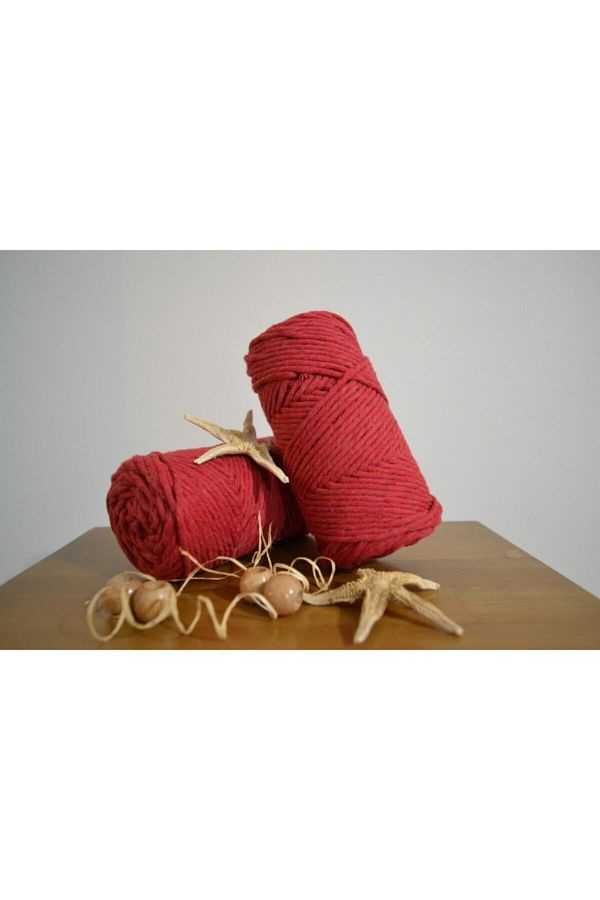 CAN DENİZ ART-3mm Red Single Twist Scannable Macrame Thread 250gr 1