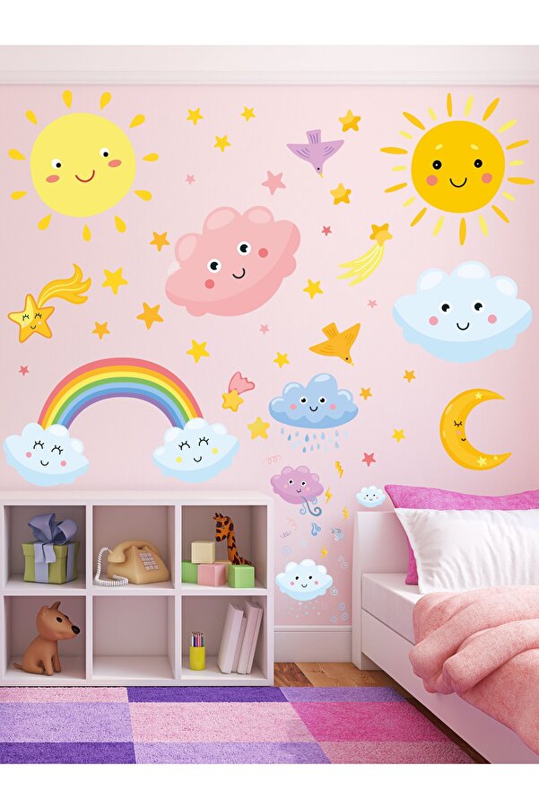 esatoys Bulutlar Çocuk Odası Sticker Seti