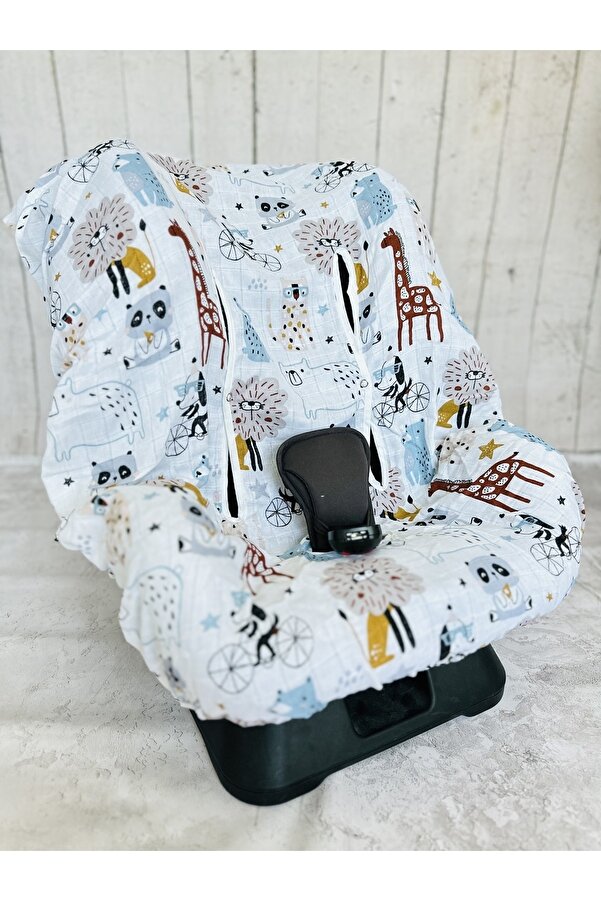 JUNİPERUS Bebek Müslin Oto Koltuk Puset Kılıfı Lastikli