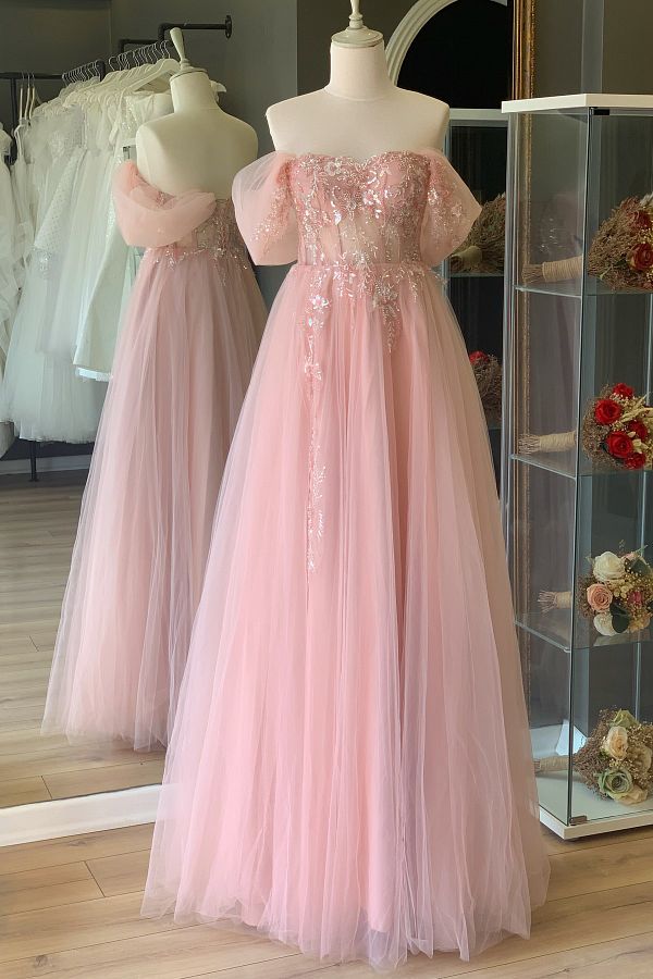 Lenta Moda Powder Flower Pattern Lace Covered Tulle Evening Dress and Engagement Dress Trendyol