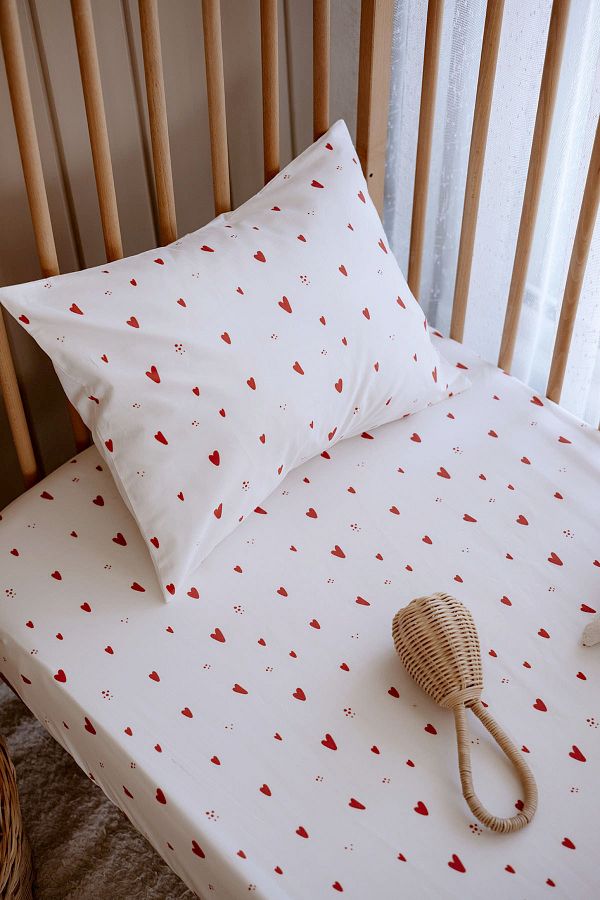 TBA COLLECTION-Elastic Sheet Set (80X140)| Red Hearts 1