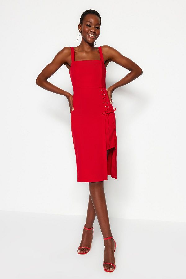 Red midi pencil dress cheap