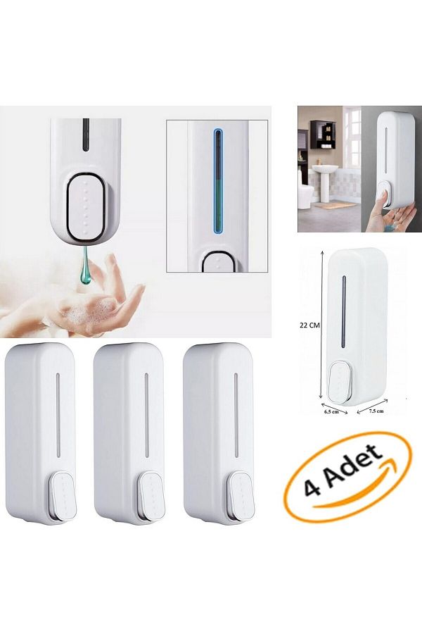mrtbilisim-4 bucăți montabil pe perete pentru baie 350 ml dozator de săpun șampon sticlă de săpun lichid model alb 1