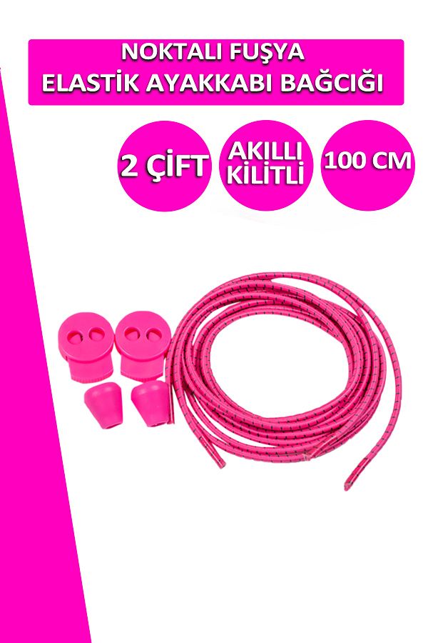 Dopar-Fuchsia Elastic Flexible Shoelaces Smart Locking Laces 100cm 2 Pairs 1