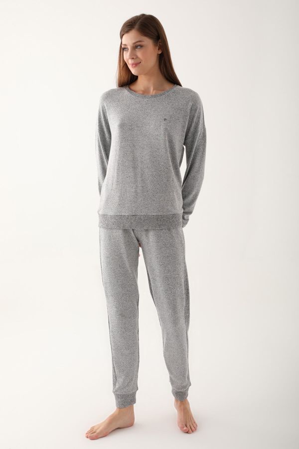 Pierre Cardin Gray Women's Long Sleeve Pajama Set - Trendyol