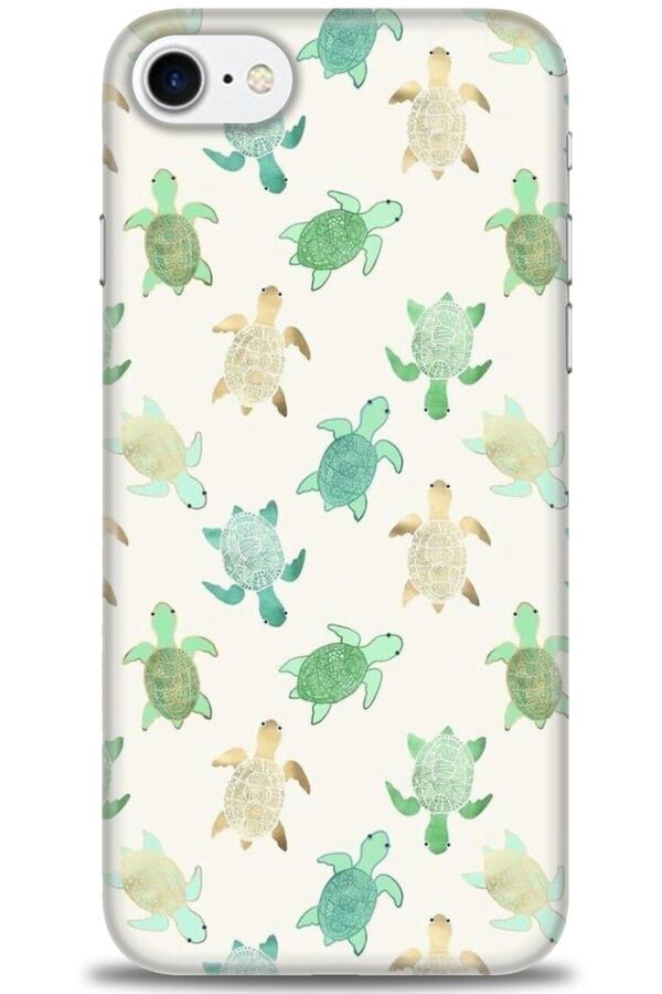MRCİLETİSİM-Case for iPhone Se 2020 Case Hd Printed Case - Little Turtles + Full Screen Protector 1
