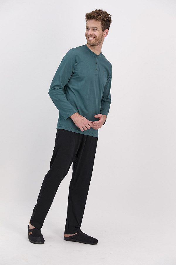 Arnetta-Σετ ανδρικής μακρυμάνικης πιτζάμας Basic Dark Khaki 1