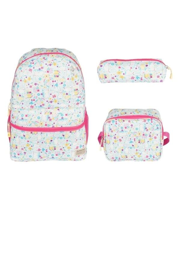 FATELLA Relaxion Lilac Flamingo Figured Kindergarten Primary School Backpack Lunch Bag Pen Holder Set of 3