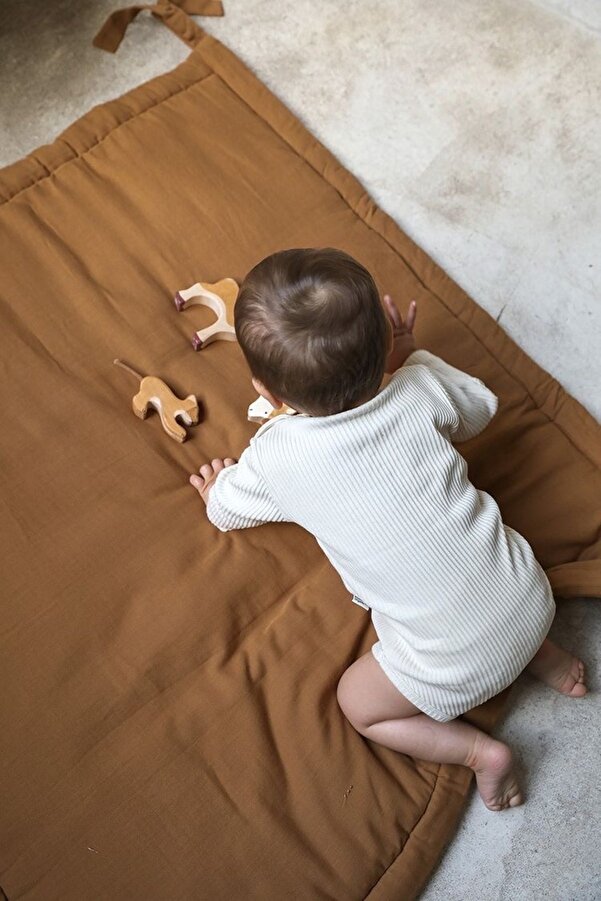 Jaju Baby Kahverengi 120x120 Cm Kare Çocuk ve Bebek Oyun Halısı / Oyun Matı
