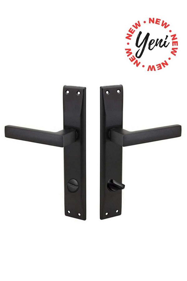 ARON-OPENING FROM THE INTERIOR TO THE RIGHT STAINLESS ELITE HANDLE MIRRORED MATTE BLACK DOOR HANDLE (BATHROOM - WC) RIGHT 1