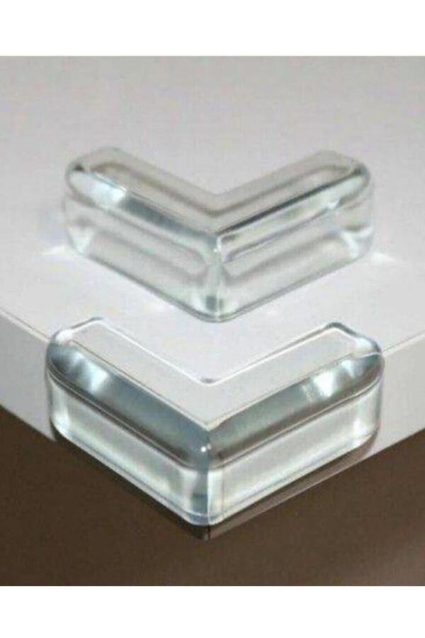 abnturk 4 Adet Silikon Sivri Köşe Koruyucu Jel Yapılı Şeffaf Soft Çocuk Güvenlik Ürünü Çarpmalarda Güvenli